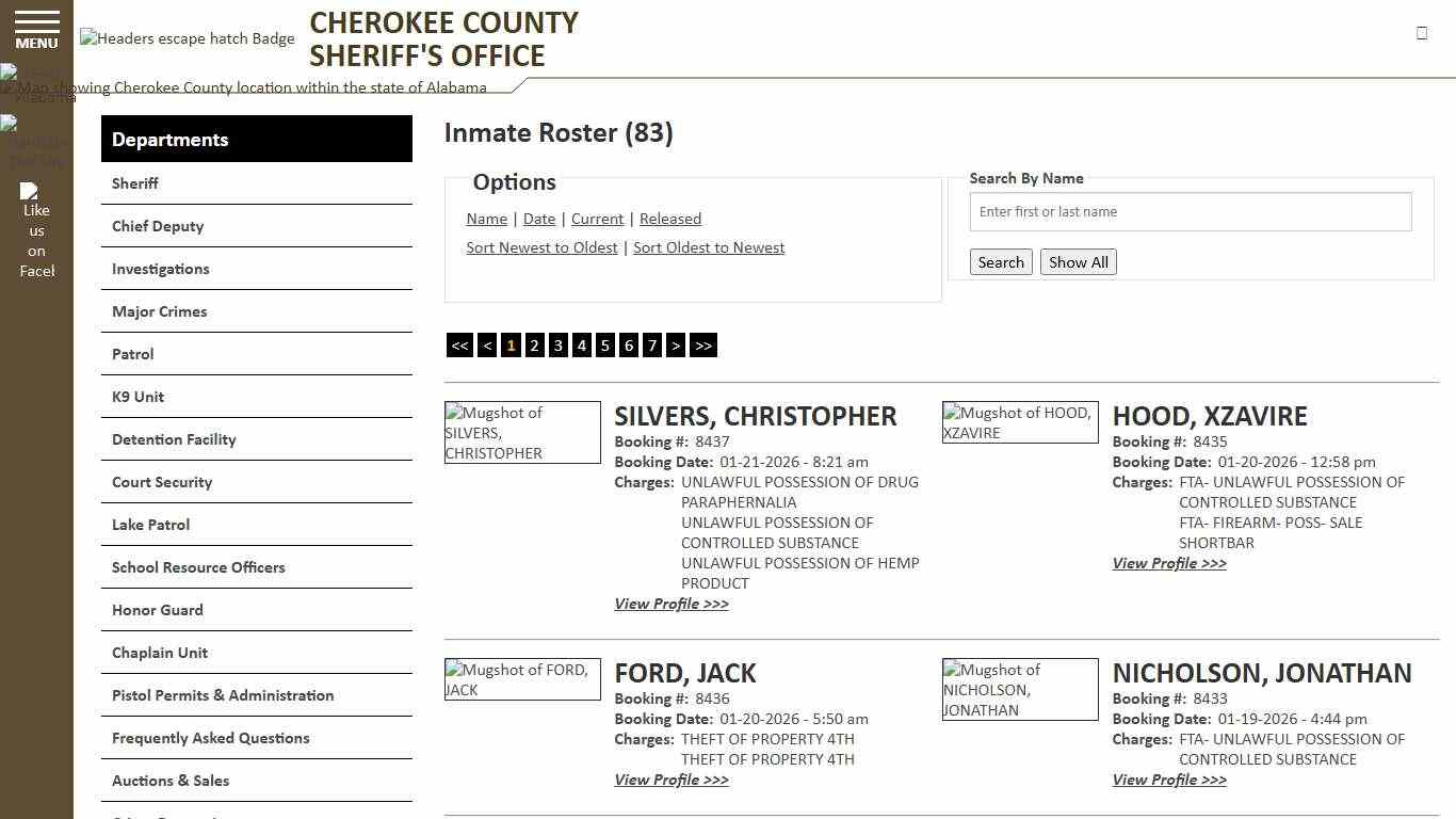 Inmate Roster - Current Inmates Booking Date Descending - Cherokee County Sheriff AL