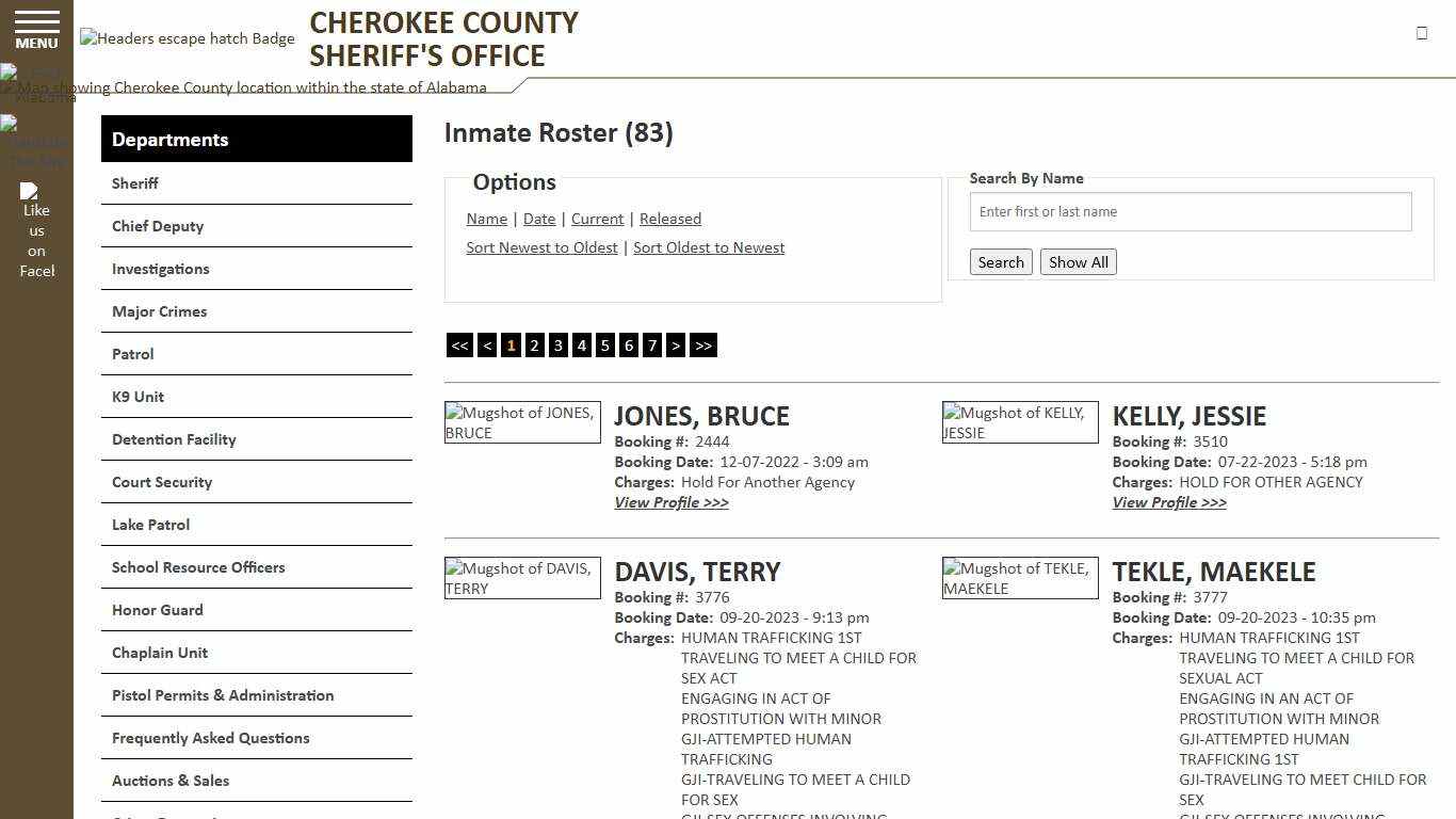 Inmate Roster - Current Inmates Booking Date Ascending - Cherokee County Sheriff AL